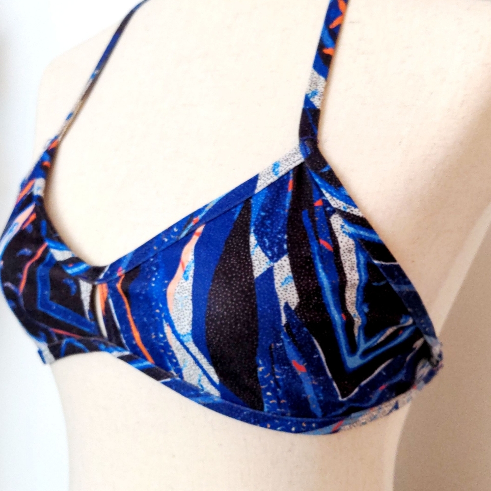 Jolyn Blue Vented Keyhole Bikini Swim Top